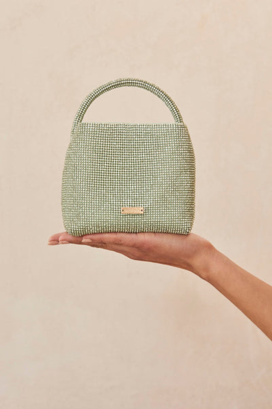 Bags Cult Gaia | Cult Gaia - Solene Mini Rhinestone Bag - Pale Sage