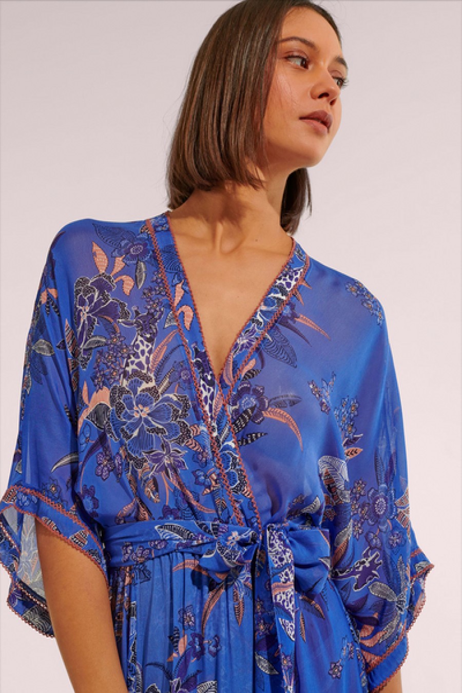 Clothing Poupette St Barth | Poupette St. Barth - Adha Long Dress - Blue Leo Forest