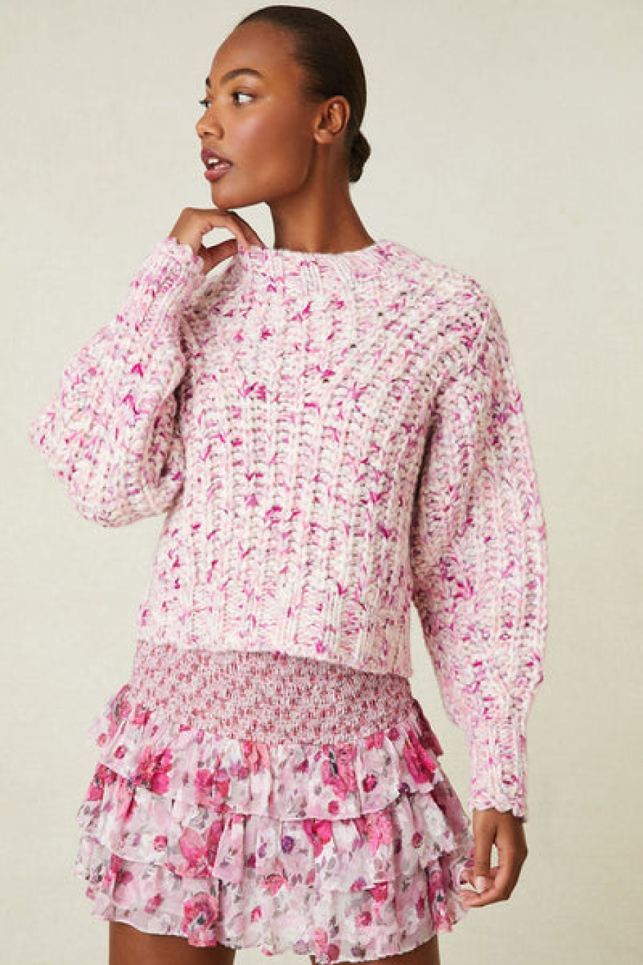 Clothing LoveShackFancy | Loveshackfancy - Vollare Alpaca-Blend Sweater - Berry Medley