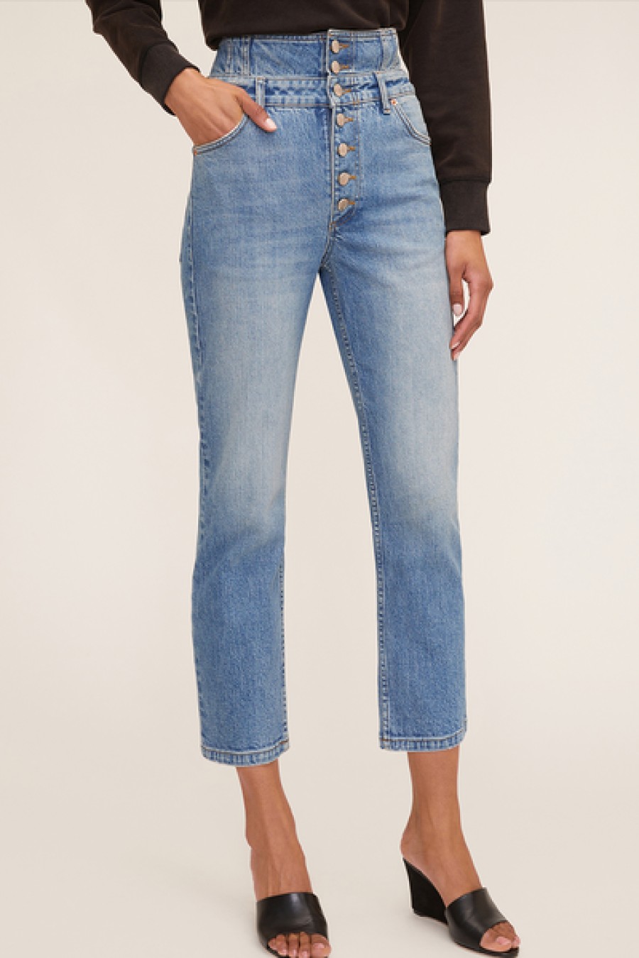 Clothing Marissa Webb | Marissa Webb - Turner Ii High Waist Corset Jean - Medium Stone Wash