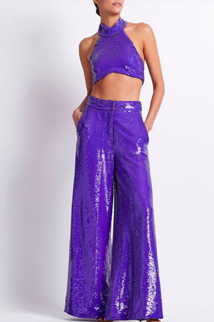 Clothing PatBO | Patbo - Sequin Wide Leg - Purple