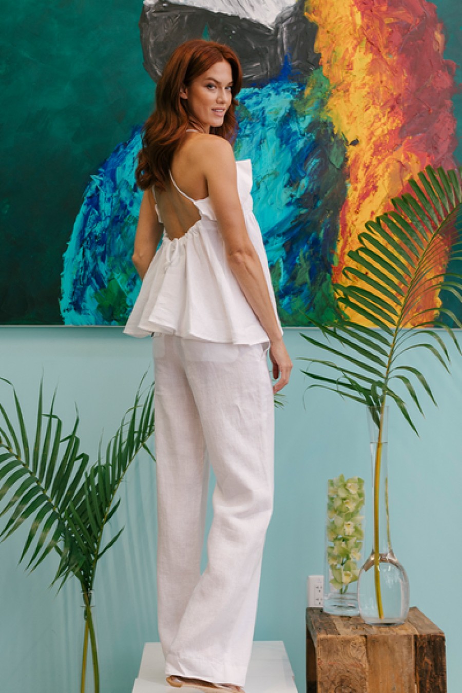 Clothing Marissa Webb | Marissa Webb - Theo Linen Double Waist Trouser - White
