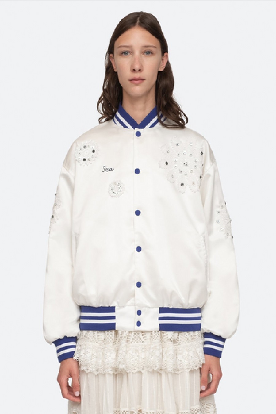 Clothing Sea New York | Sea New York - Betina Beaded Bomber Jacket - White