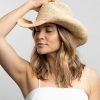 Accessories Hat Attack | Hat Attack - Raffia Crochet Cowboy Hat - Natural/Gold