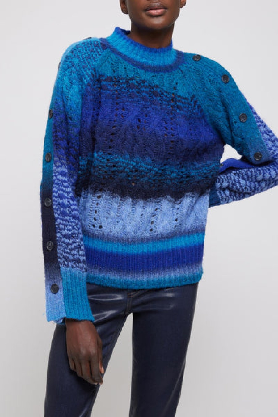 Clothing Simkhai | Simkhai - Lula Mock Neck Sweater - Sapphire Multi
