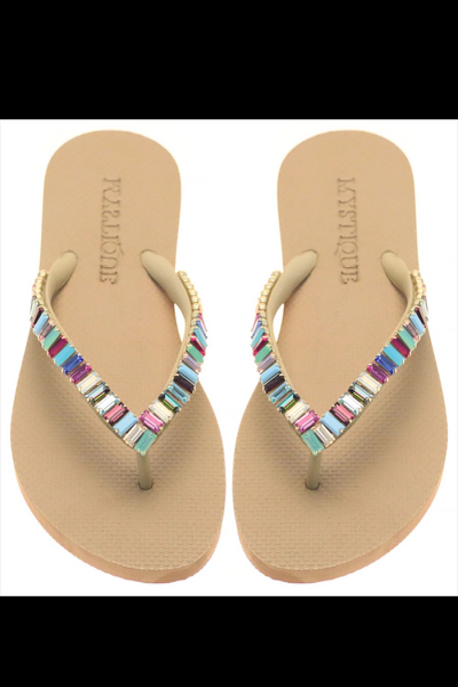Shoes Mystique | Mystique - Anchorage Flip Flops - Beige/Dark Multi